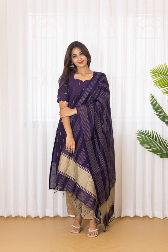 Pooja salwar set in Royal purple