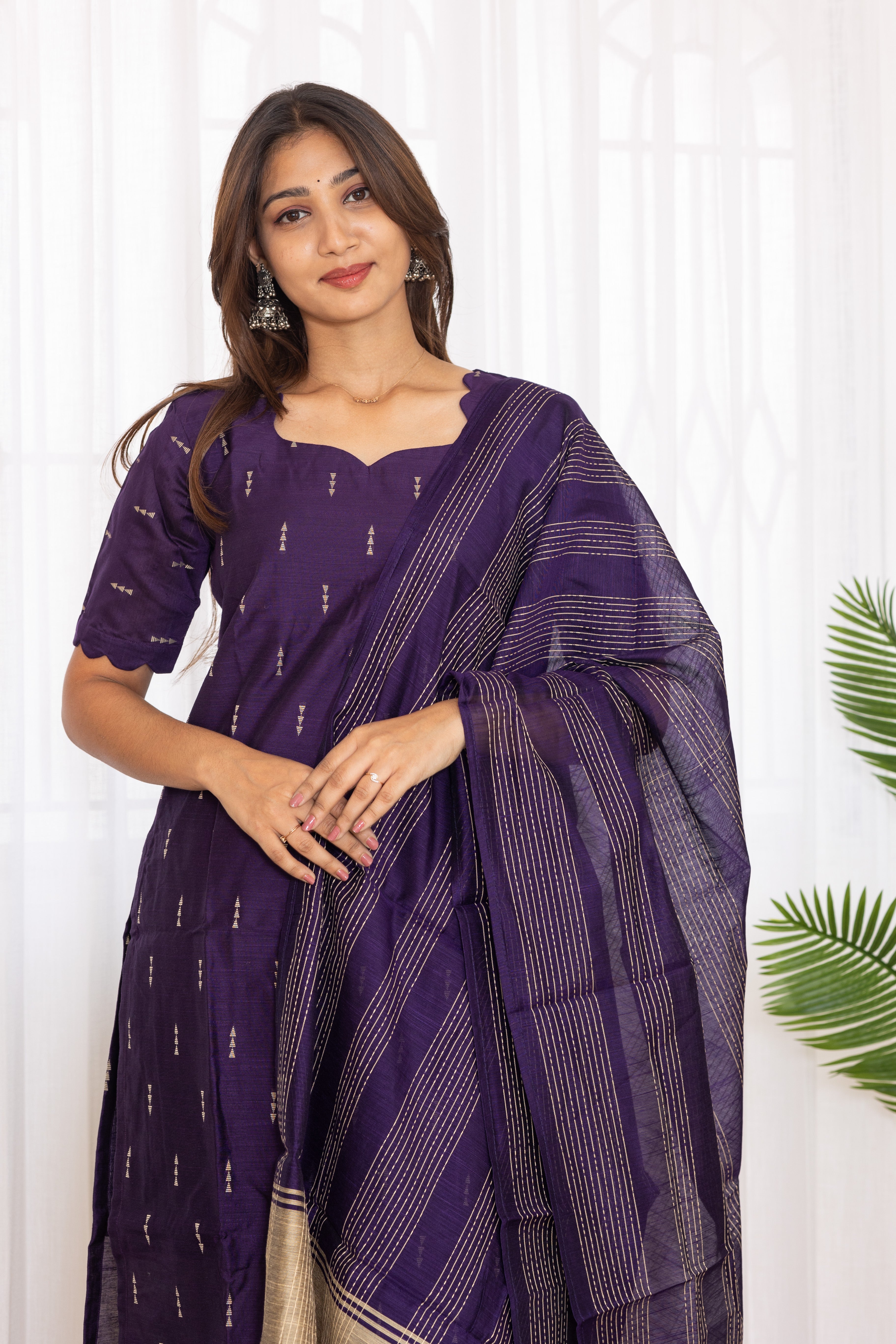 Pooja salwar set in Royal purple