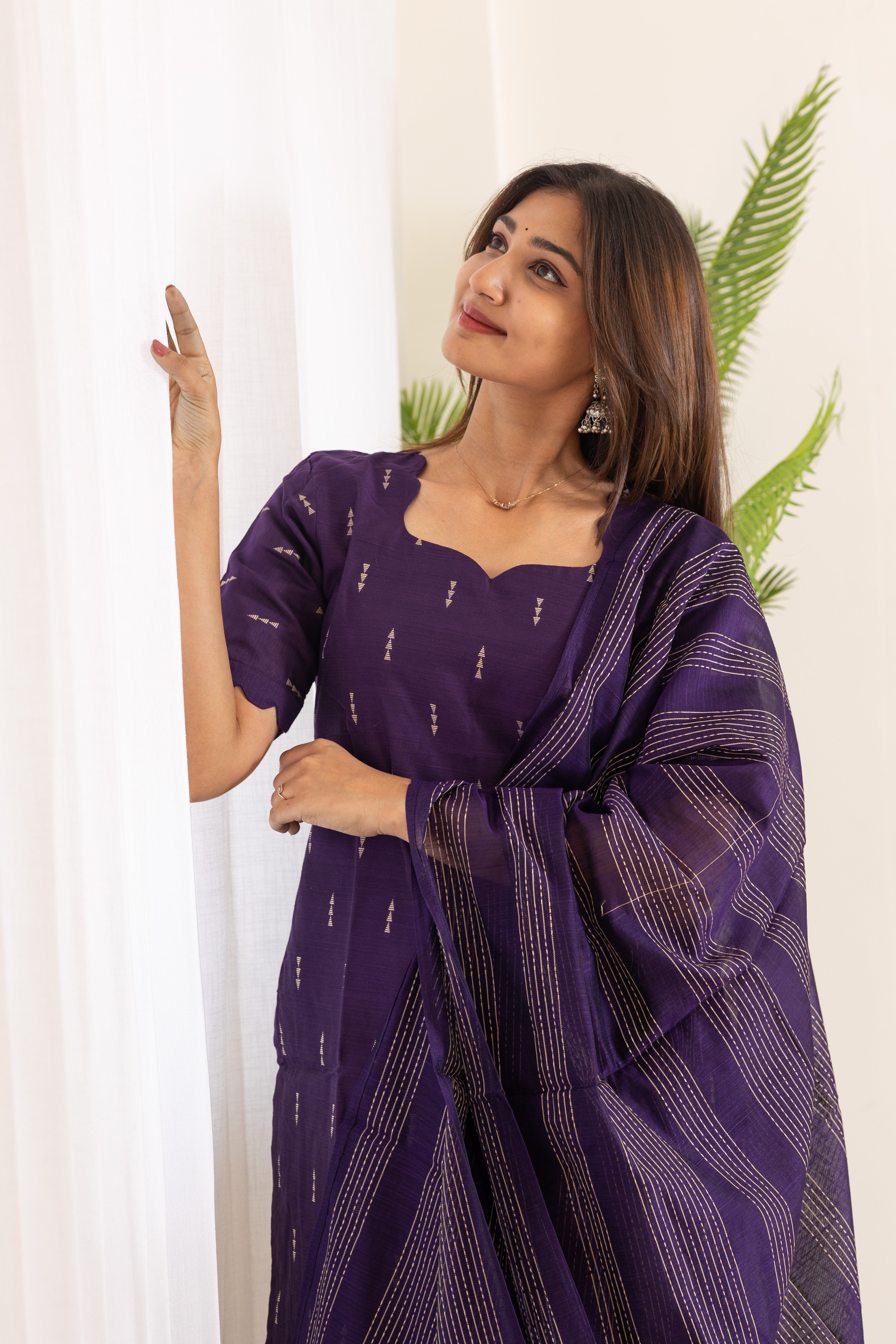 Pooja salwar set in Royal purple
