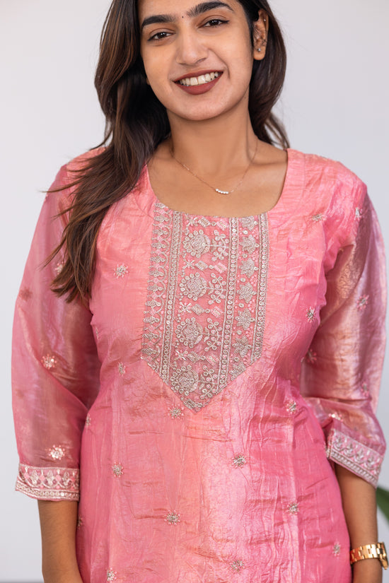 Zamira embroided kurti set in pink