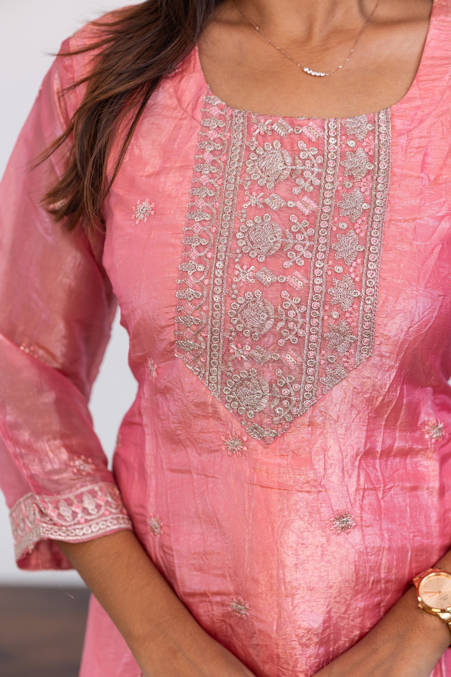 Zamira embroided kurti set in pink
