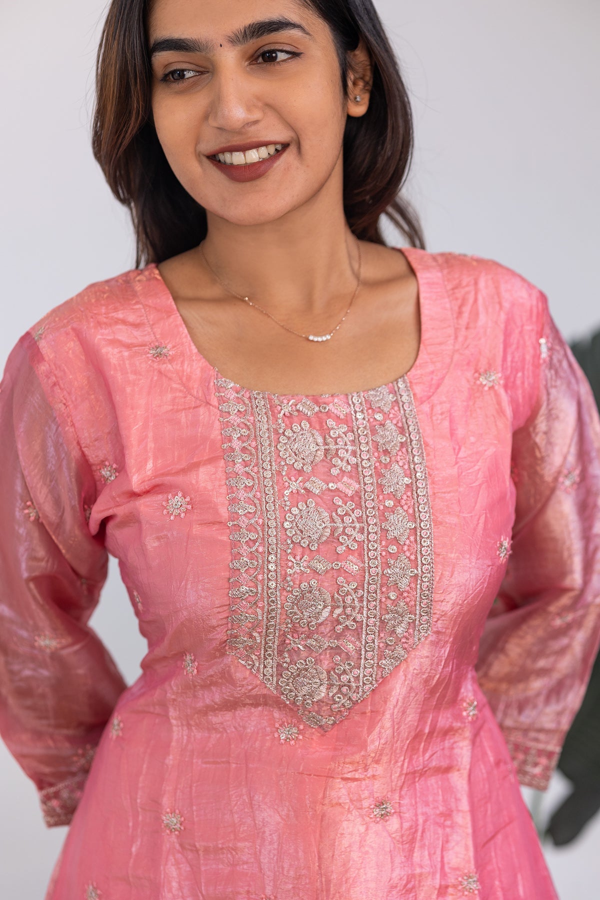 Zamira embroided kurti set in pink