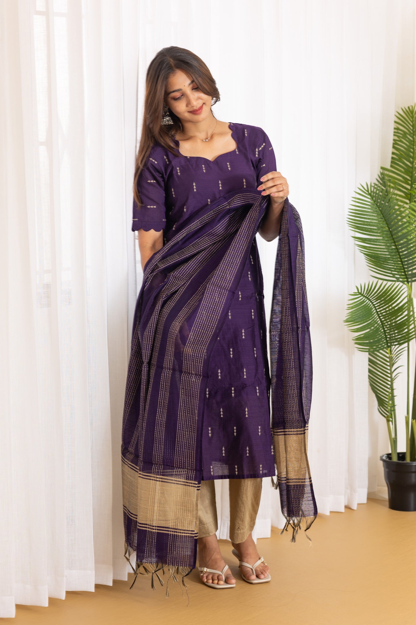Pooja salwar set in Royal purple