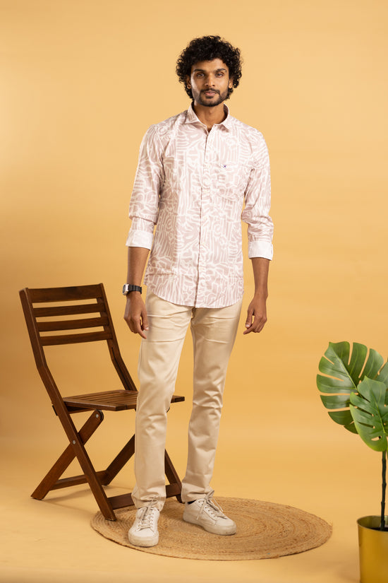 Men's full sleeve shirt in ivory with a floral print