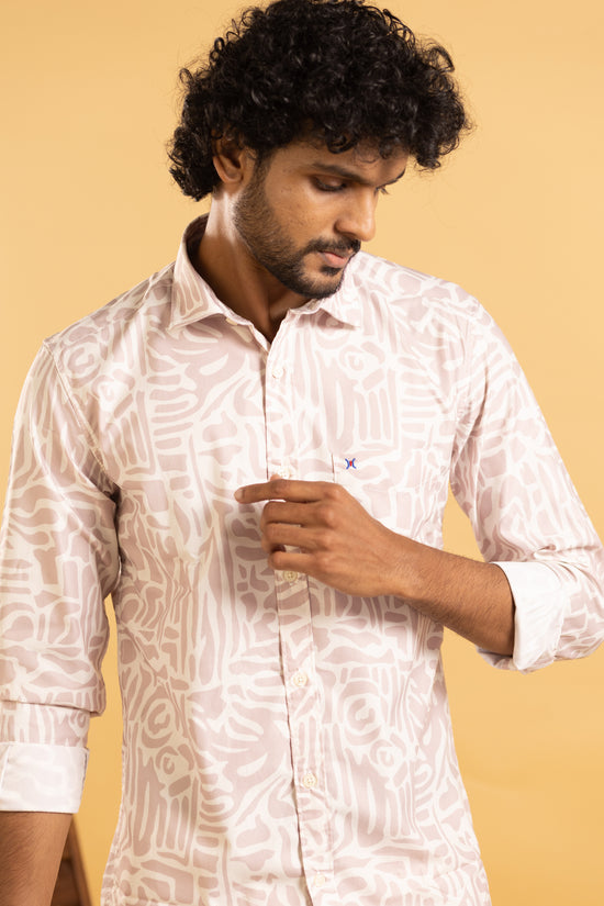 Men's full sleeve shirt in ivory with a floral print