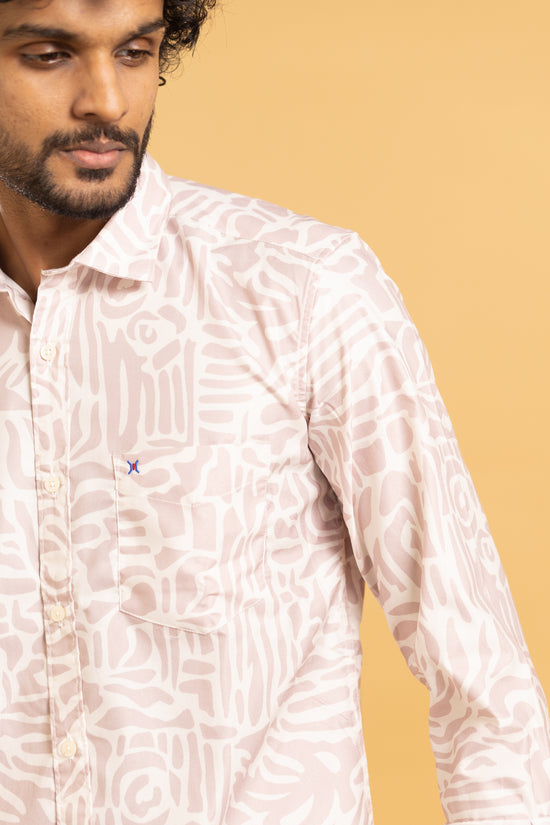 Men's full sleeve shirt in ivory with a floral print