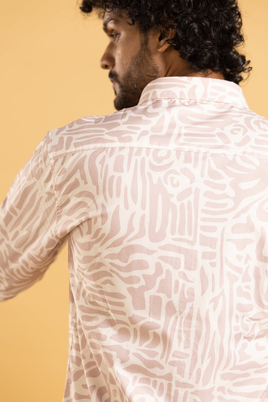 Men's full sleeve shirt in ivory with a floral print
