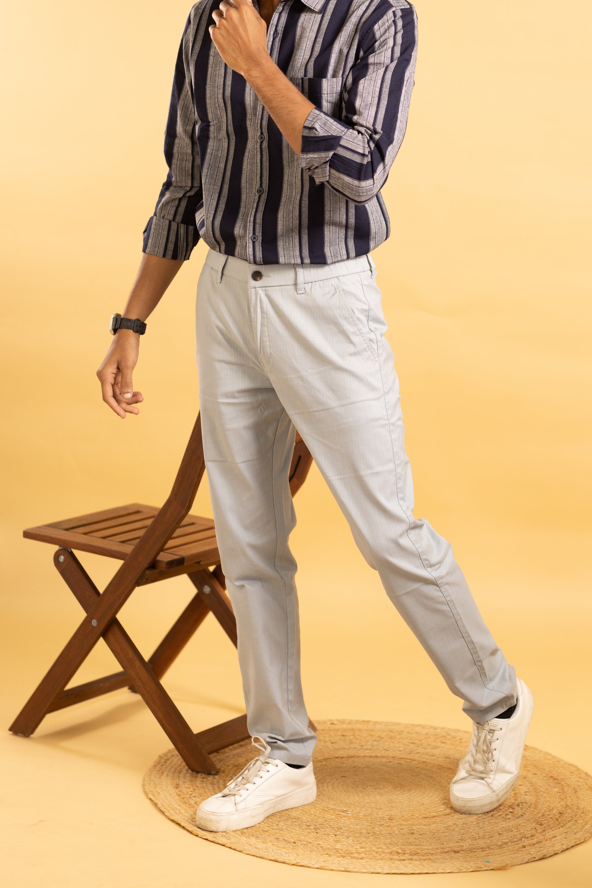 Men Cotton Pant in grey