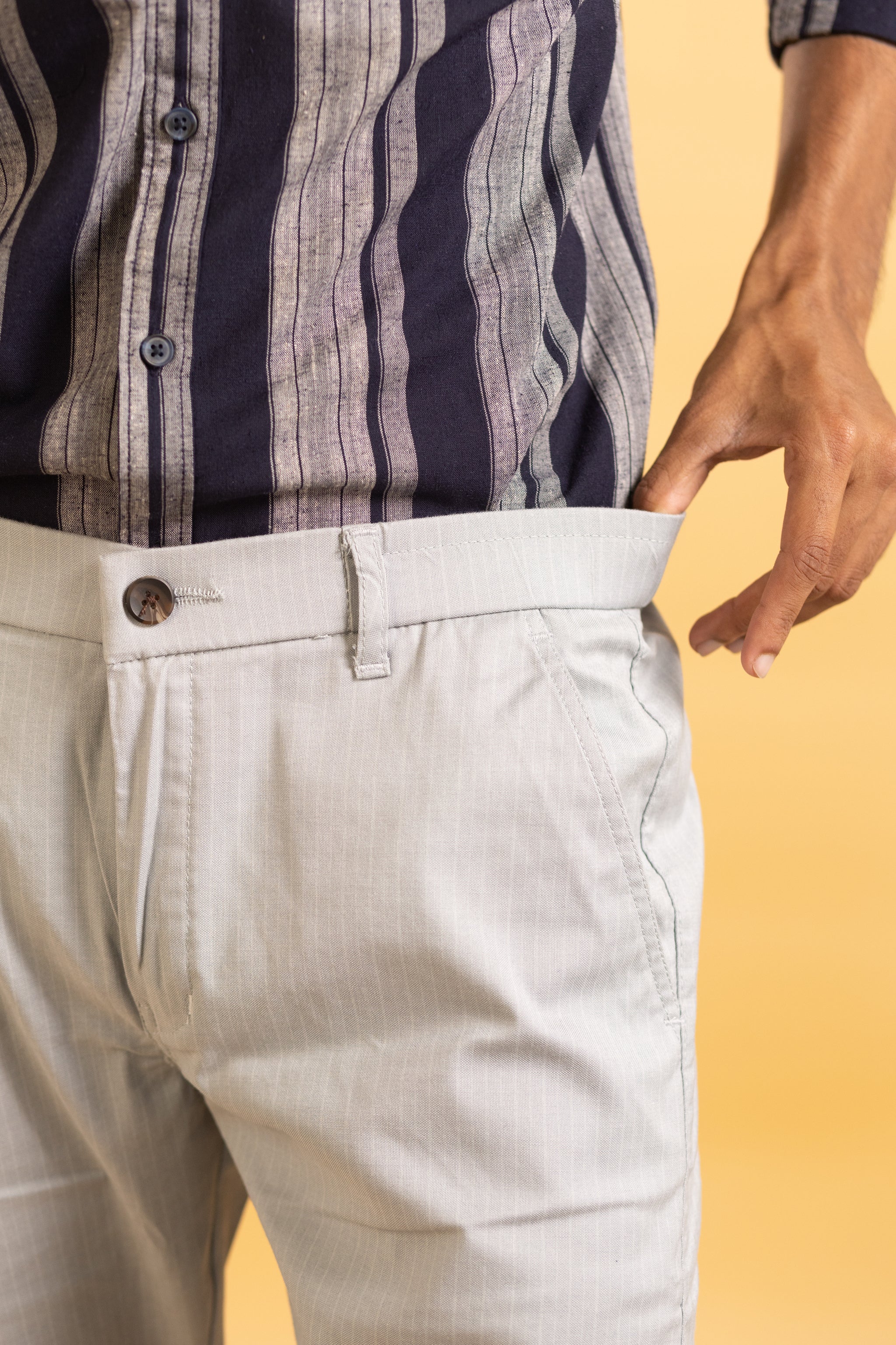 Men Cotton Pant in grey