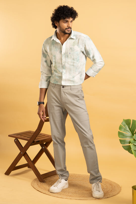 Men Cotton striped pants in light coffee shade
