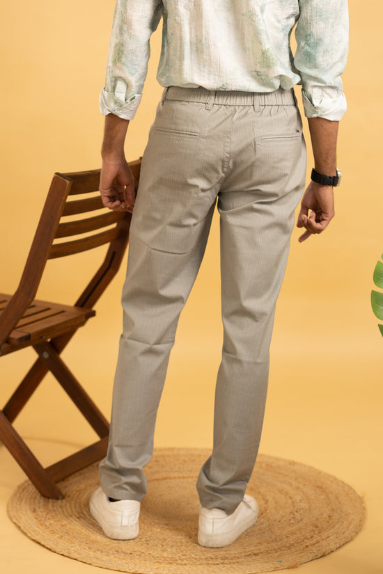 Men Cotton striped pants in light coffee shade