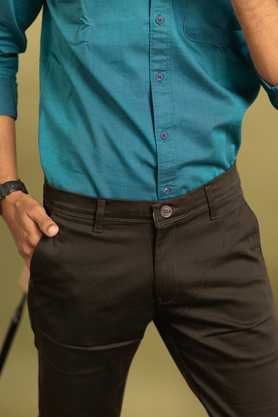 Men Cotton Pant in dark brown colour