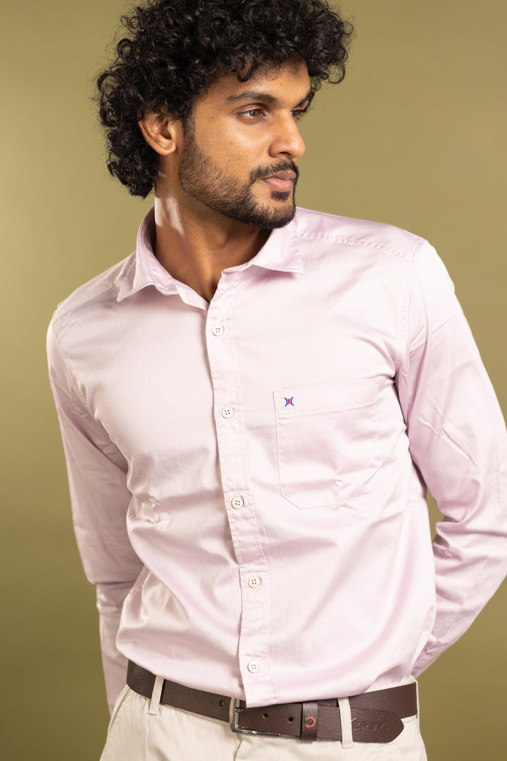 Men's full sleeve solid shirt in light  lilac