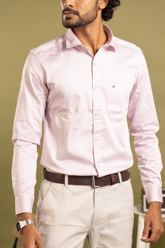 Men's full sleeve solid shirt in light  lilac