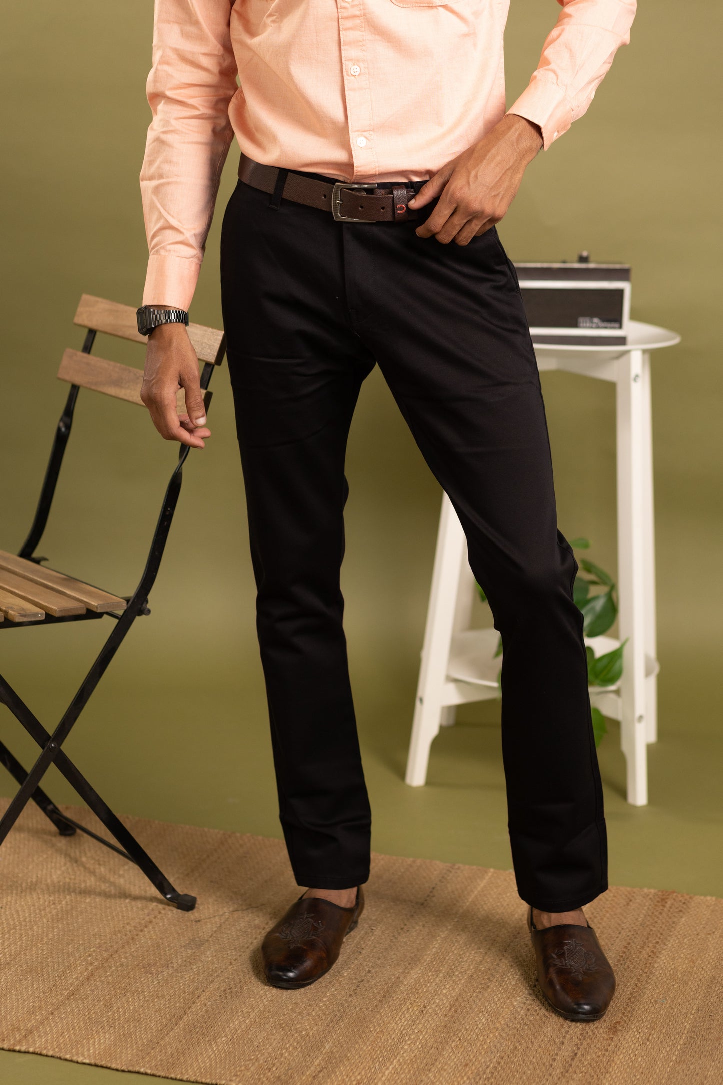 Men Cotton Pant in black