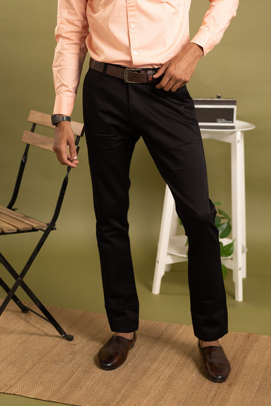 Men Cotton Pant in black