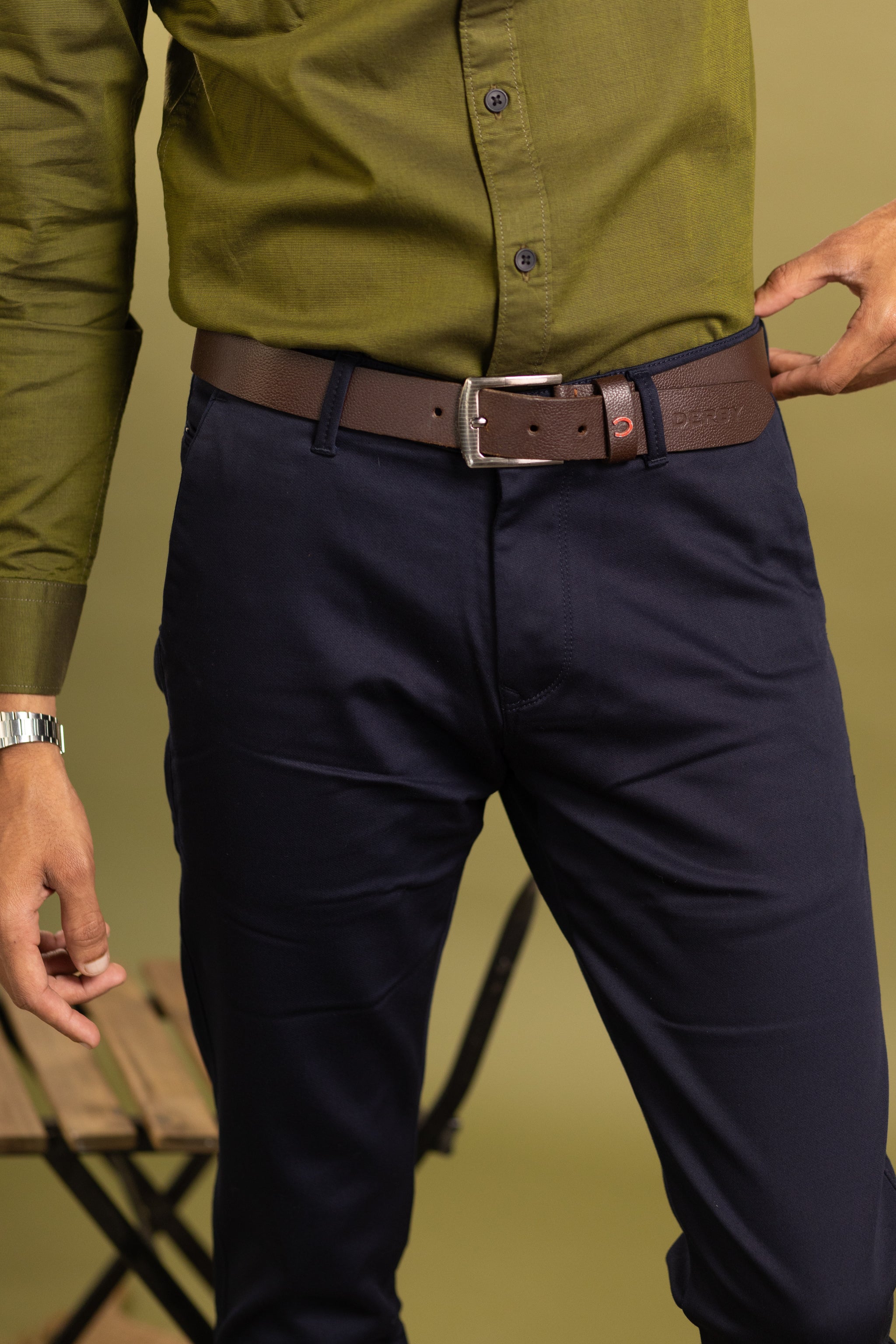 Men Cotton Pant in blue