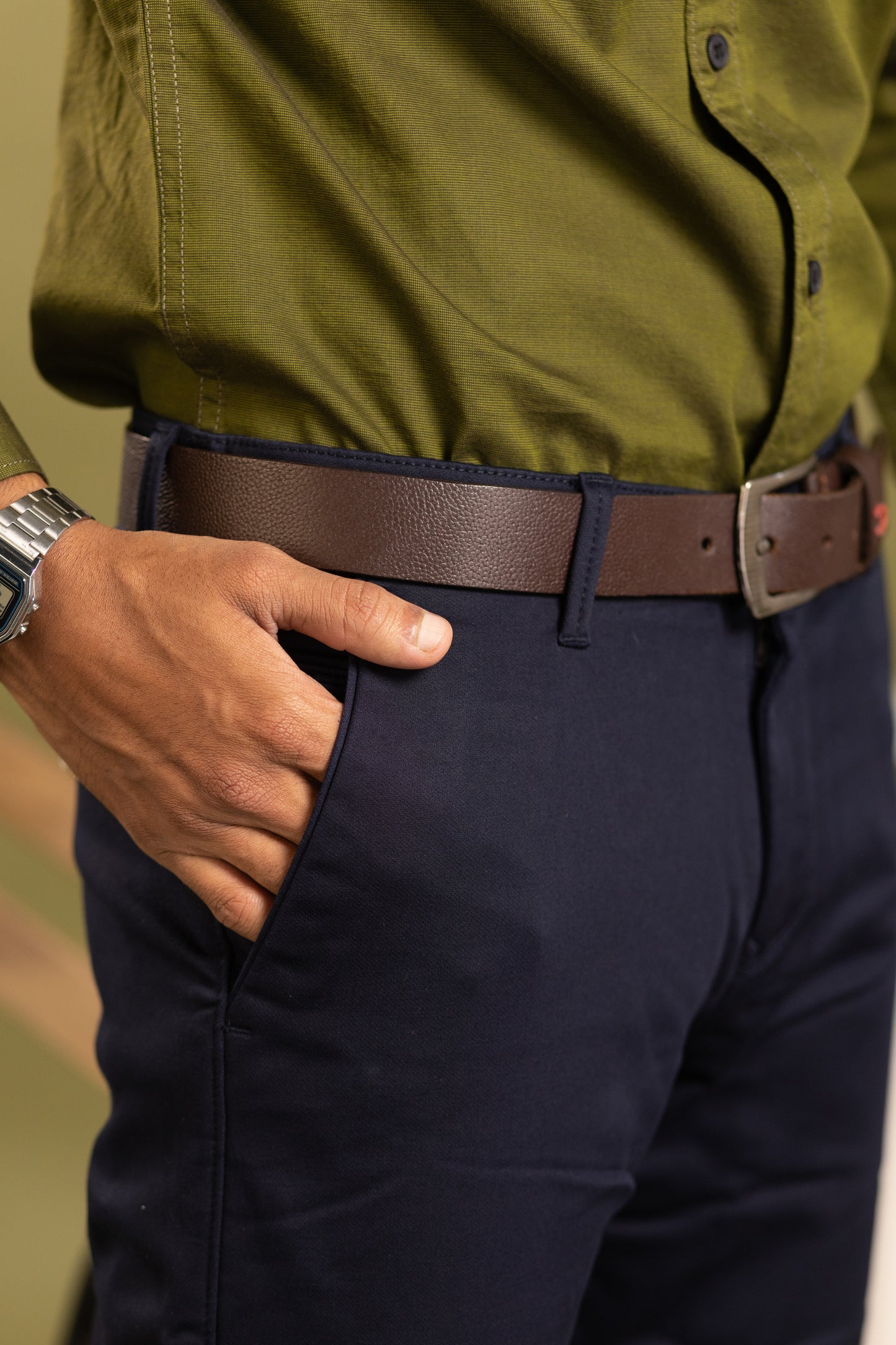 Men Cotton Pant in blue