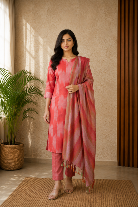 Athiraa handloom cotton salwar set in pink