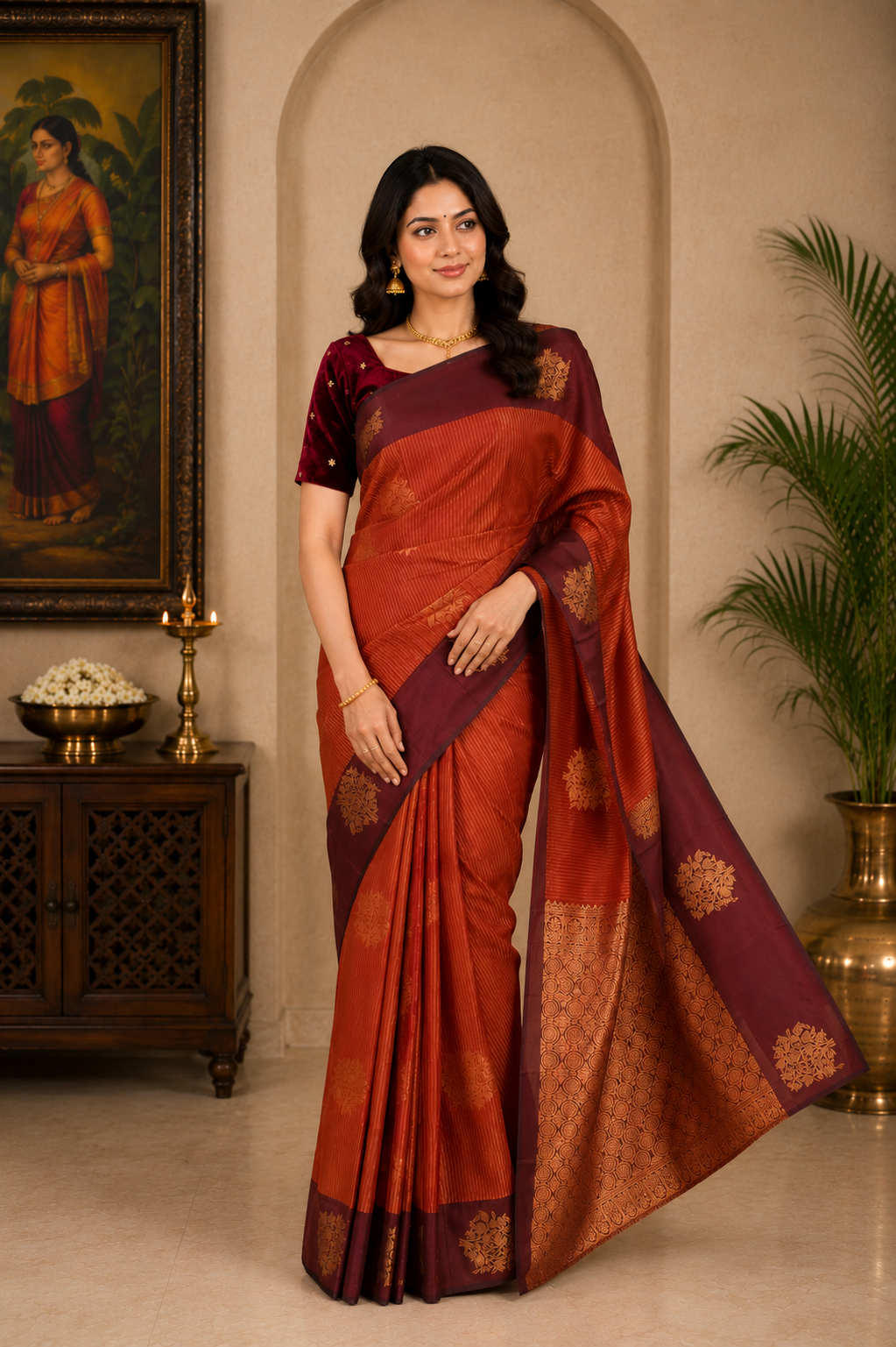 art pure silk saree in maroon