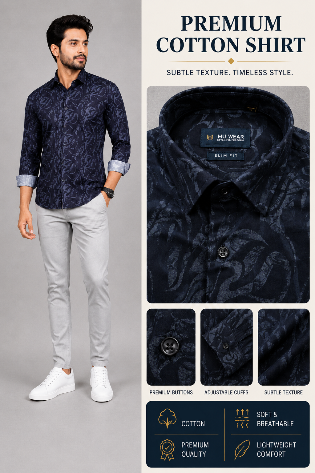 Men's full sleeve cotton shirt in wine