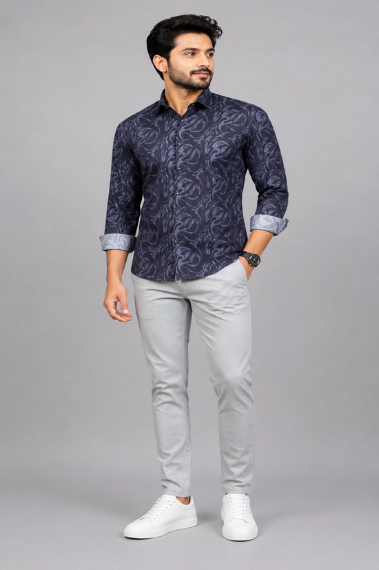 Men's full sleeve cotton shirt in wine