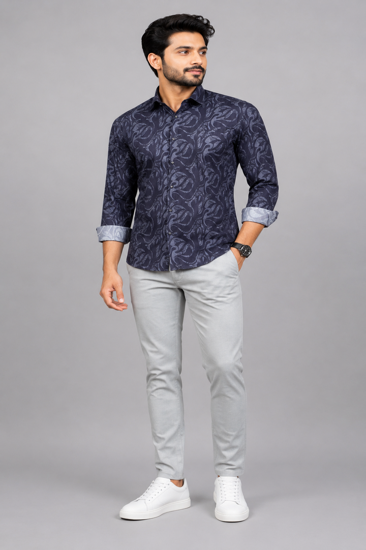 Men's full sleeve cotton shirt in wine