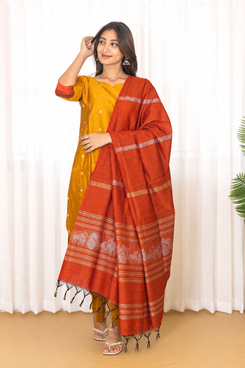 Disha salwar set in golden mustard