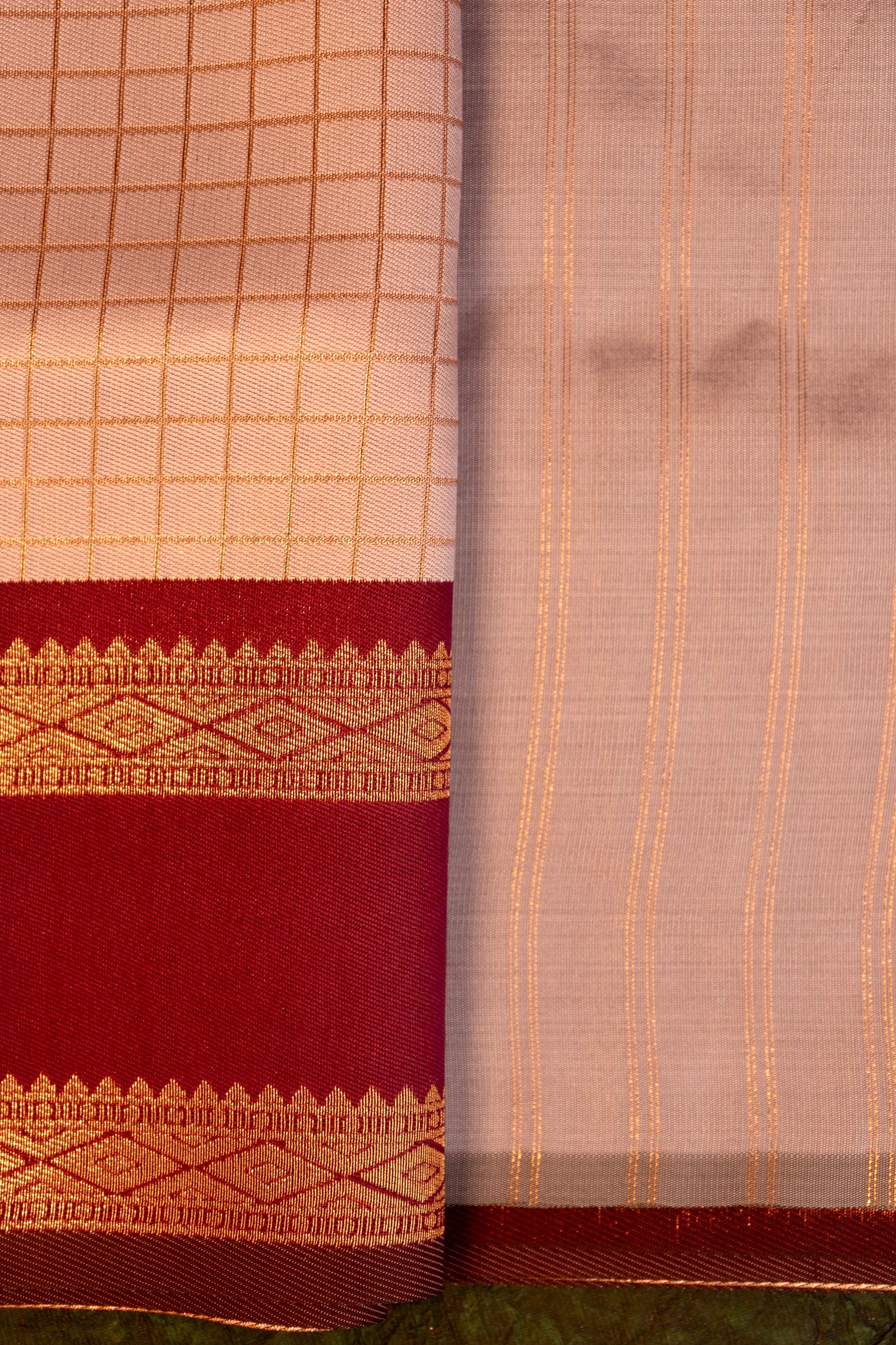 Designer saree in lotus pastel pink with gold zari