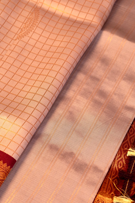Designer saree in lotus pastel pink with gold zari
