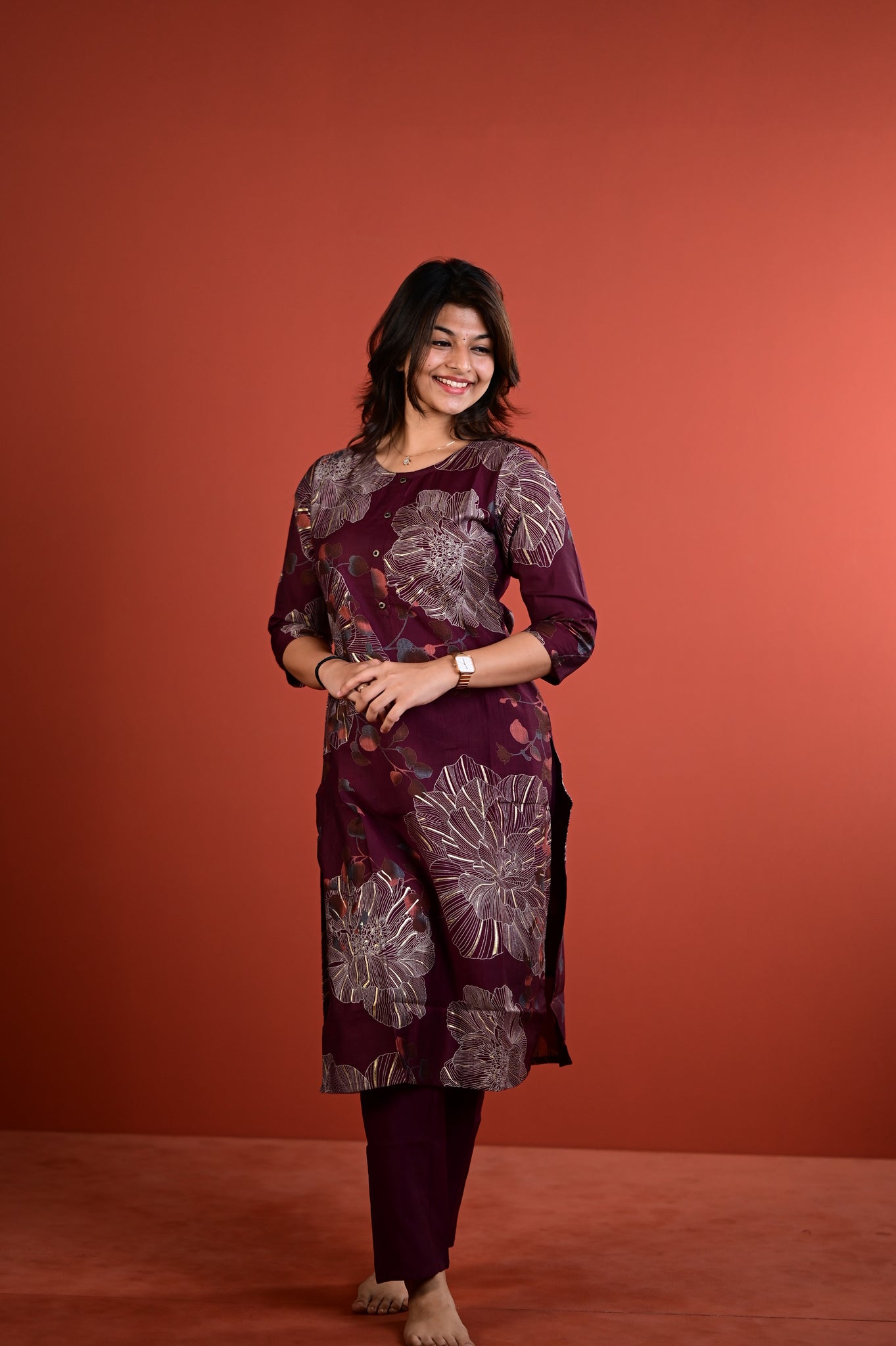 Shradha kurti set in blum in vertican fabric