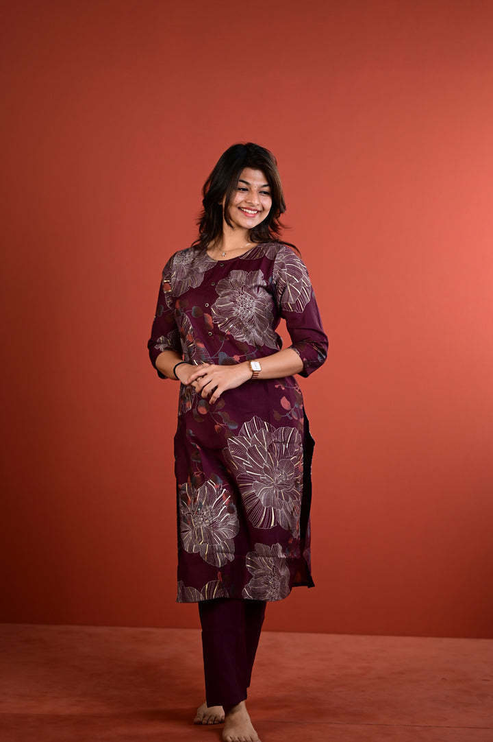 Shradha kurti set in blum in vertican fabric