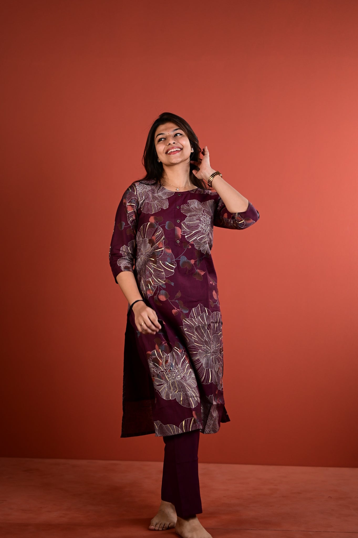Shradha kurti set in blum in vertican fabric