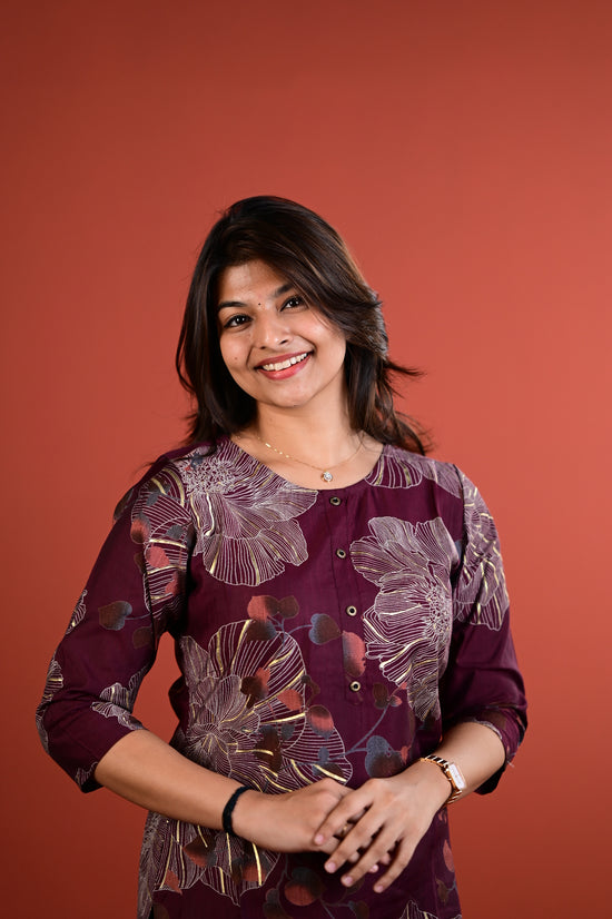 Shradha kurti set in blum in vertican fabric