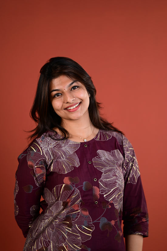 Shradha kurti set in blum in vertican fabric