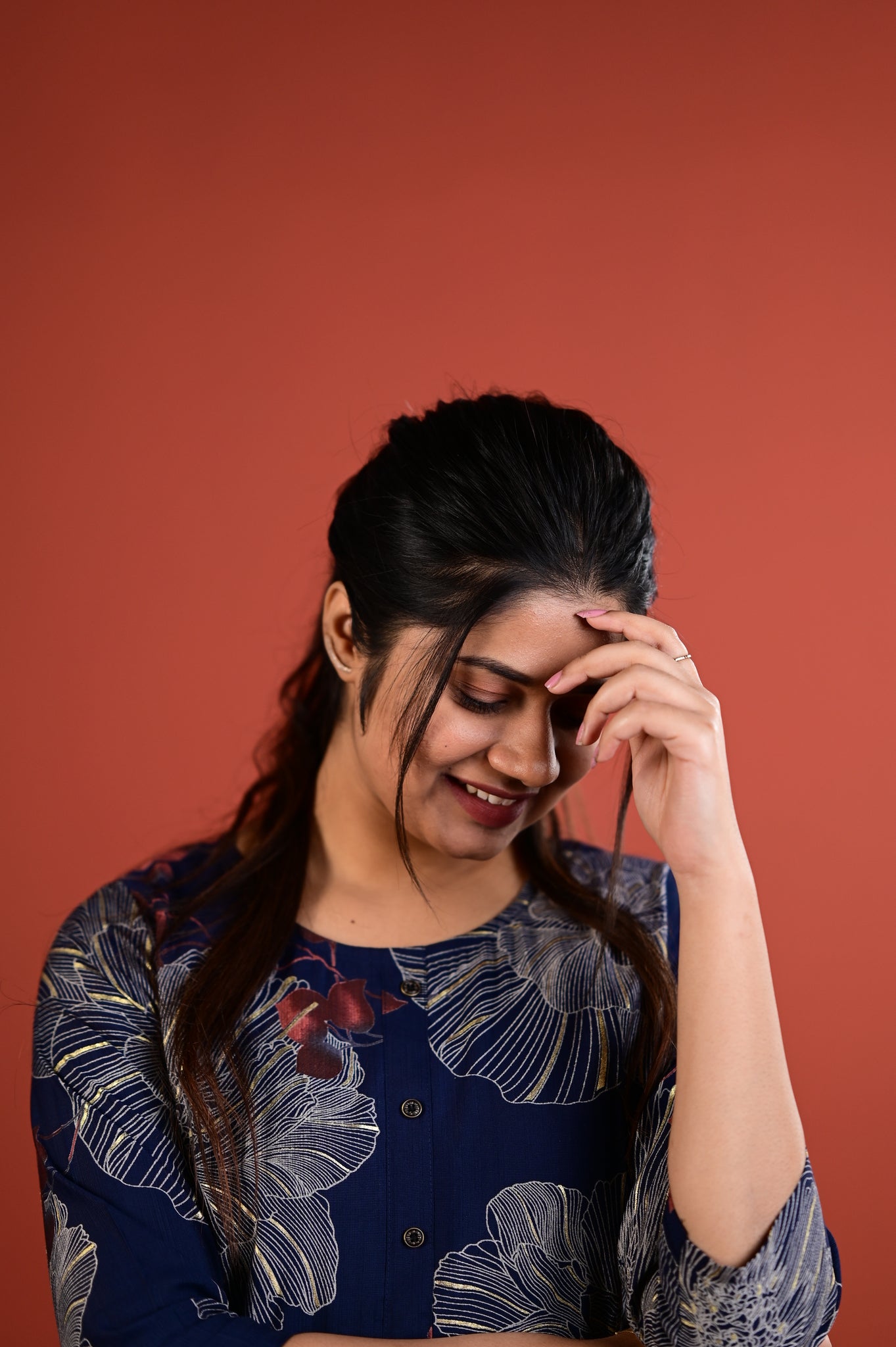 Shradha kurti set in navy blue in vertican fabric