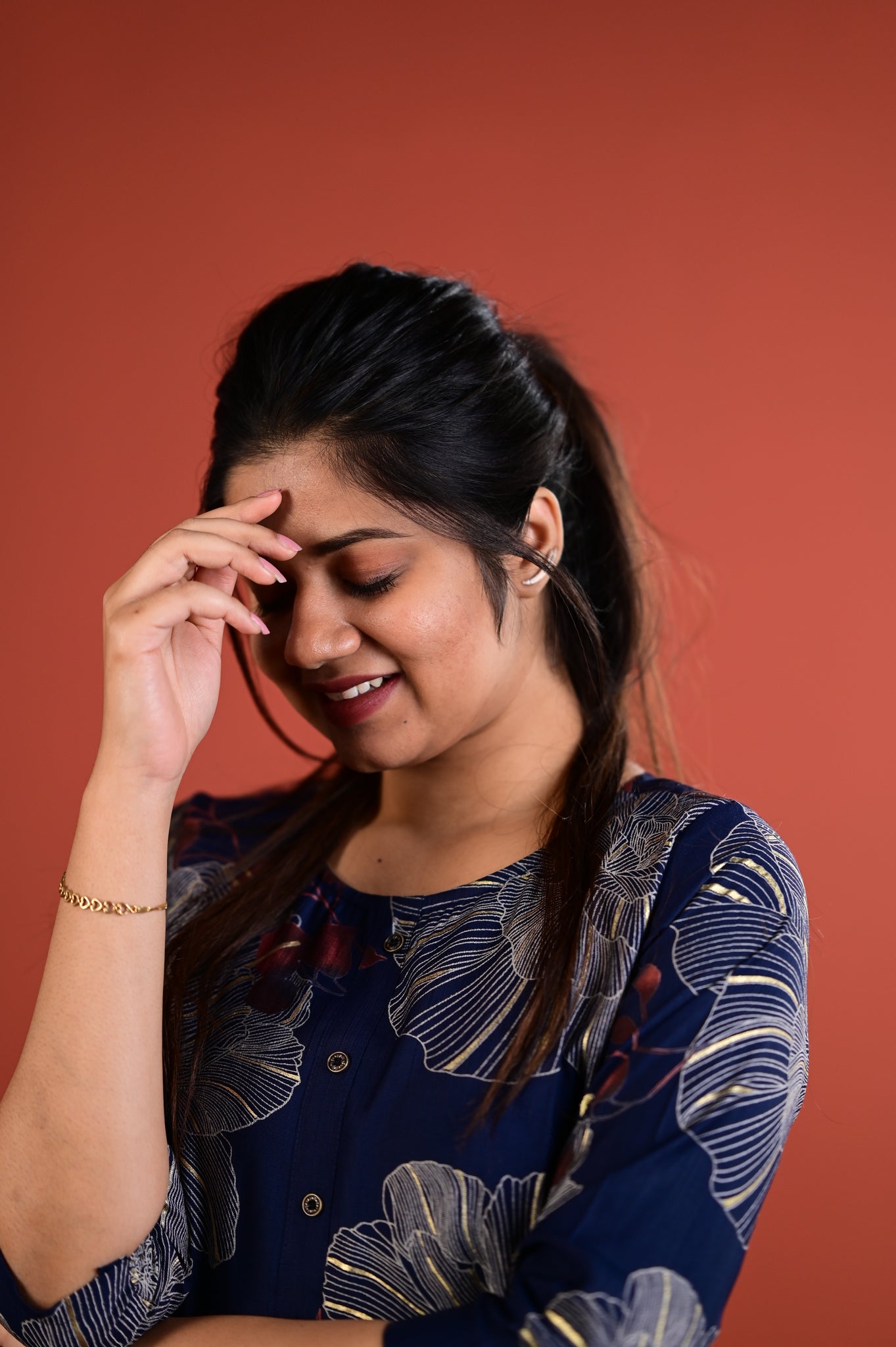 Shradha kurti set in navy blue in vertican fabric