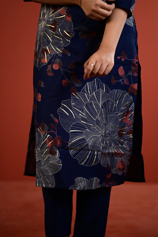 Shradha kurti set in navy blue in vertican fabric