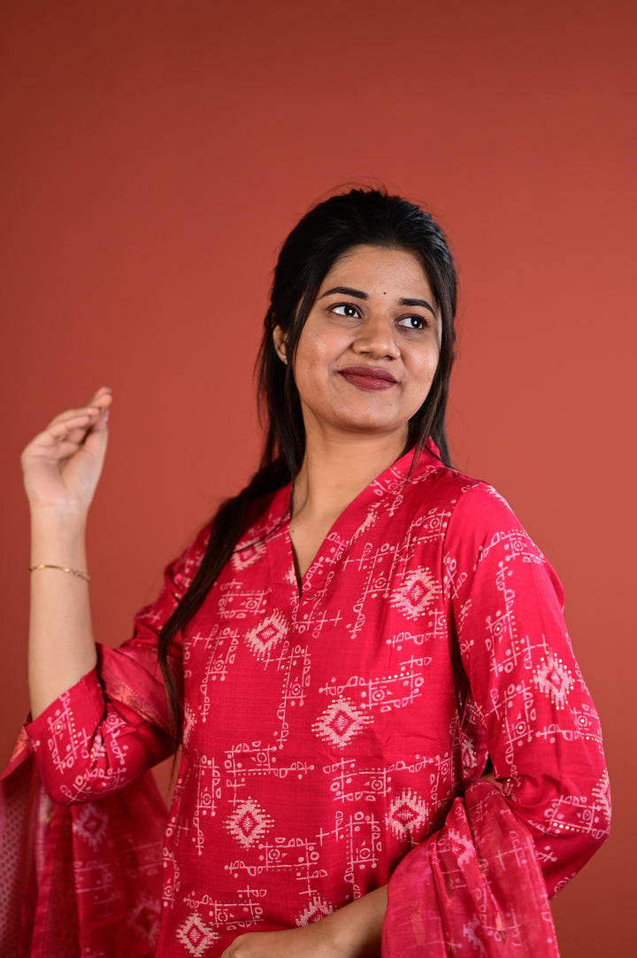 Dharshini salwar set in sage red