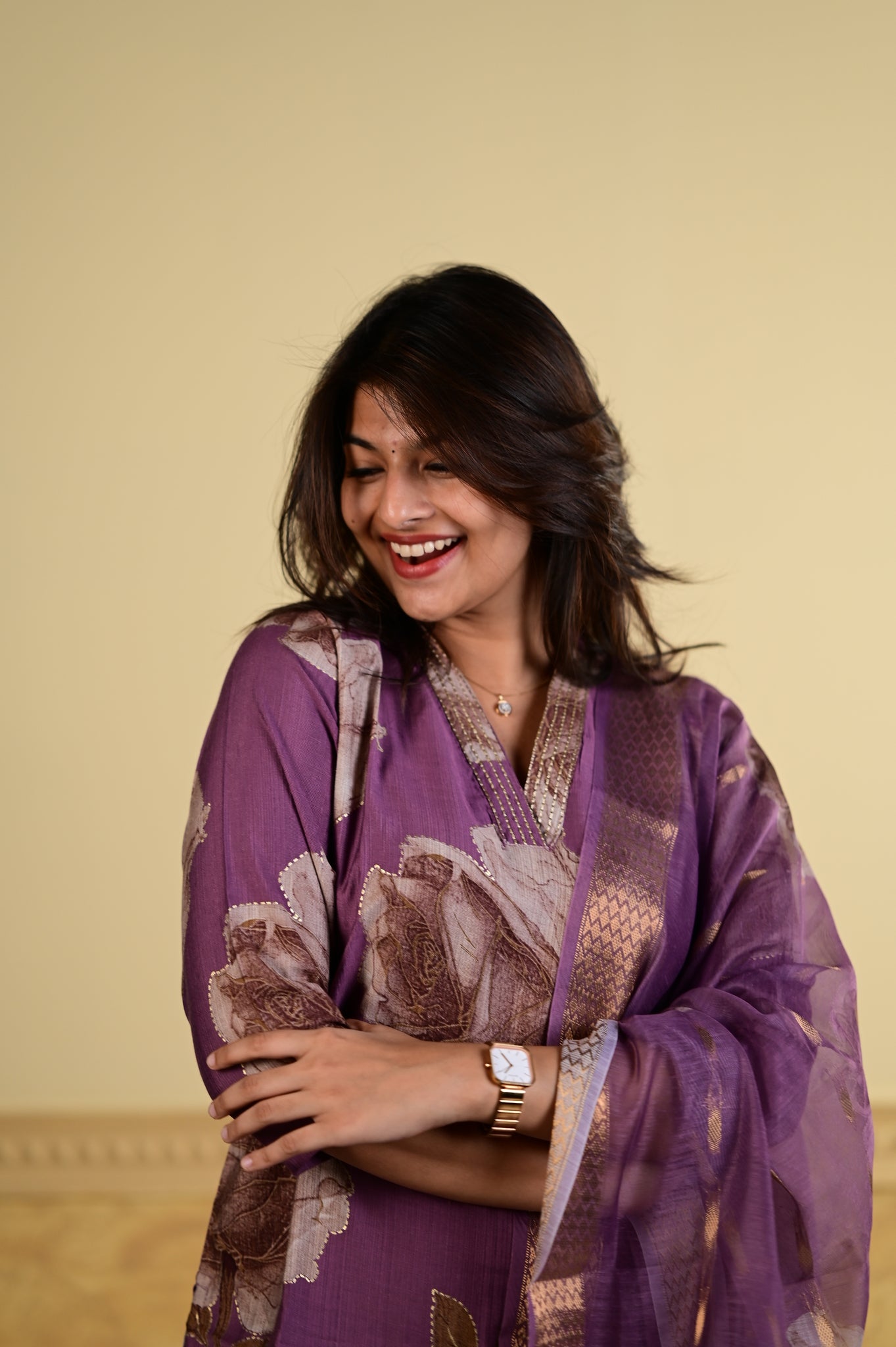 Aaradhana salwar set in maroon with vertican fabric