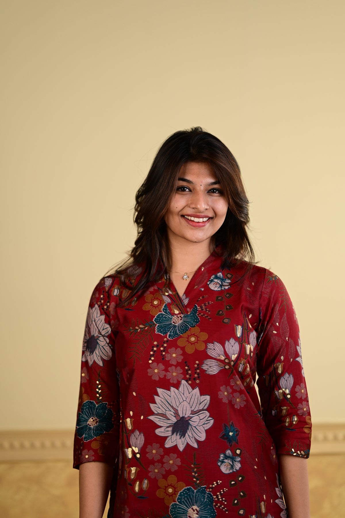 Navya floral printed kurti in red