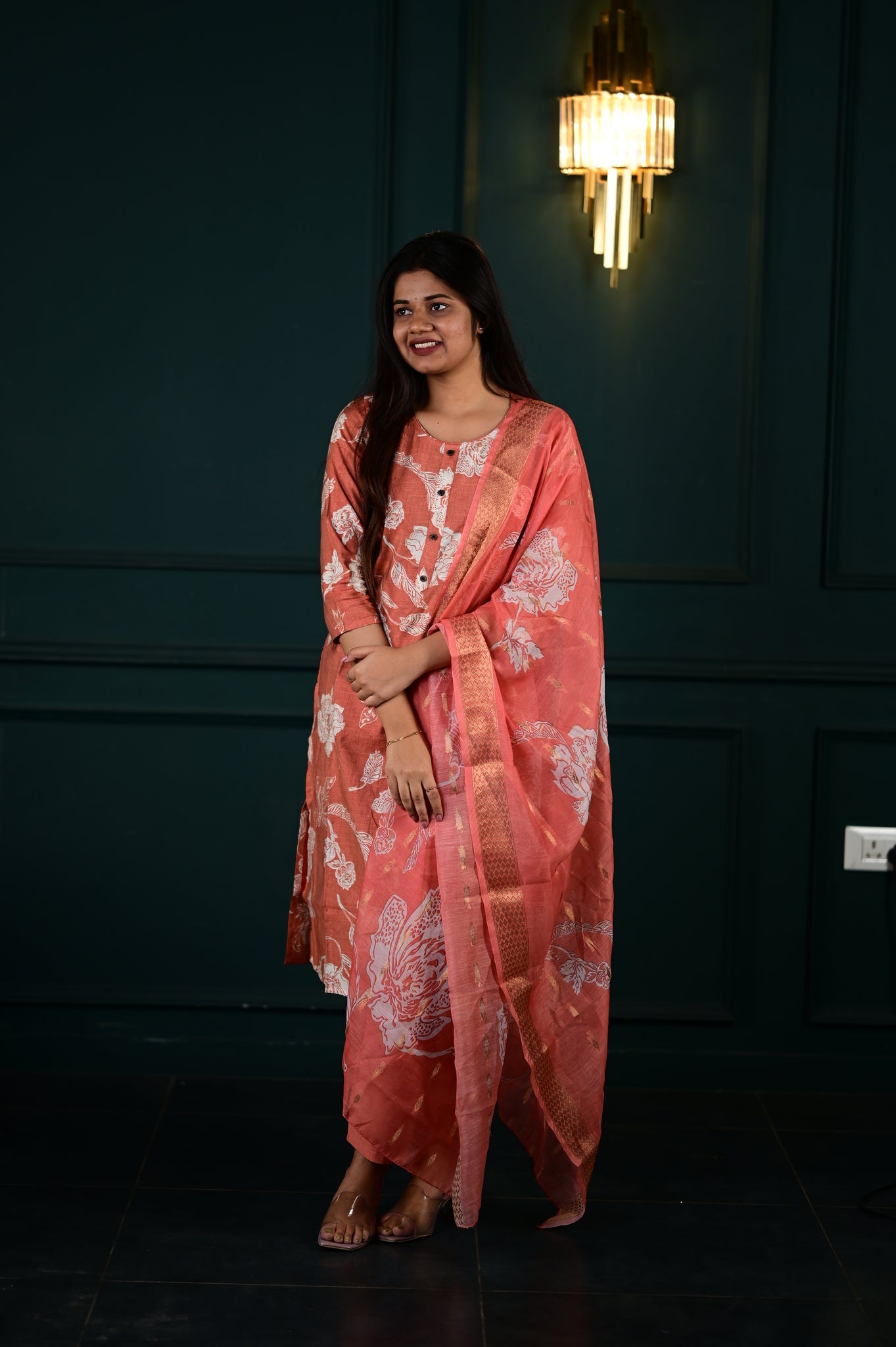 Shreya salwar set in pastel maroon in vertican fabric