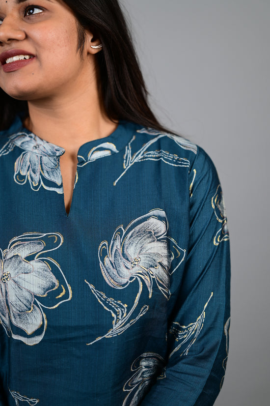 Samyuktha printed salwar set in blue