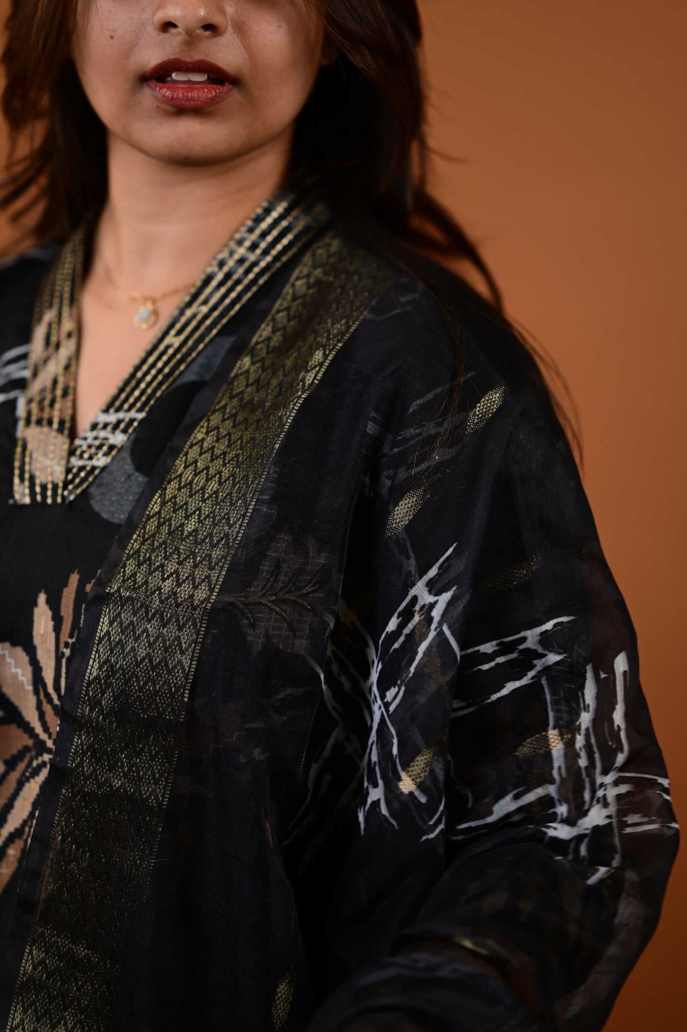 Saanvi salwar set in black with flower design in vertican fabric
