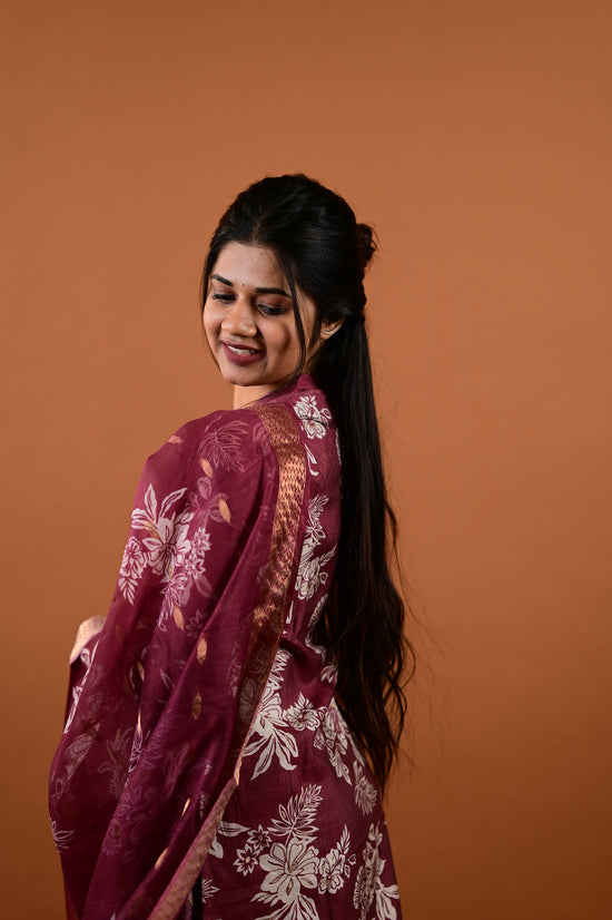 Revathi salwar set in light maroon in vertican fabric