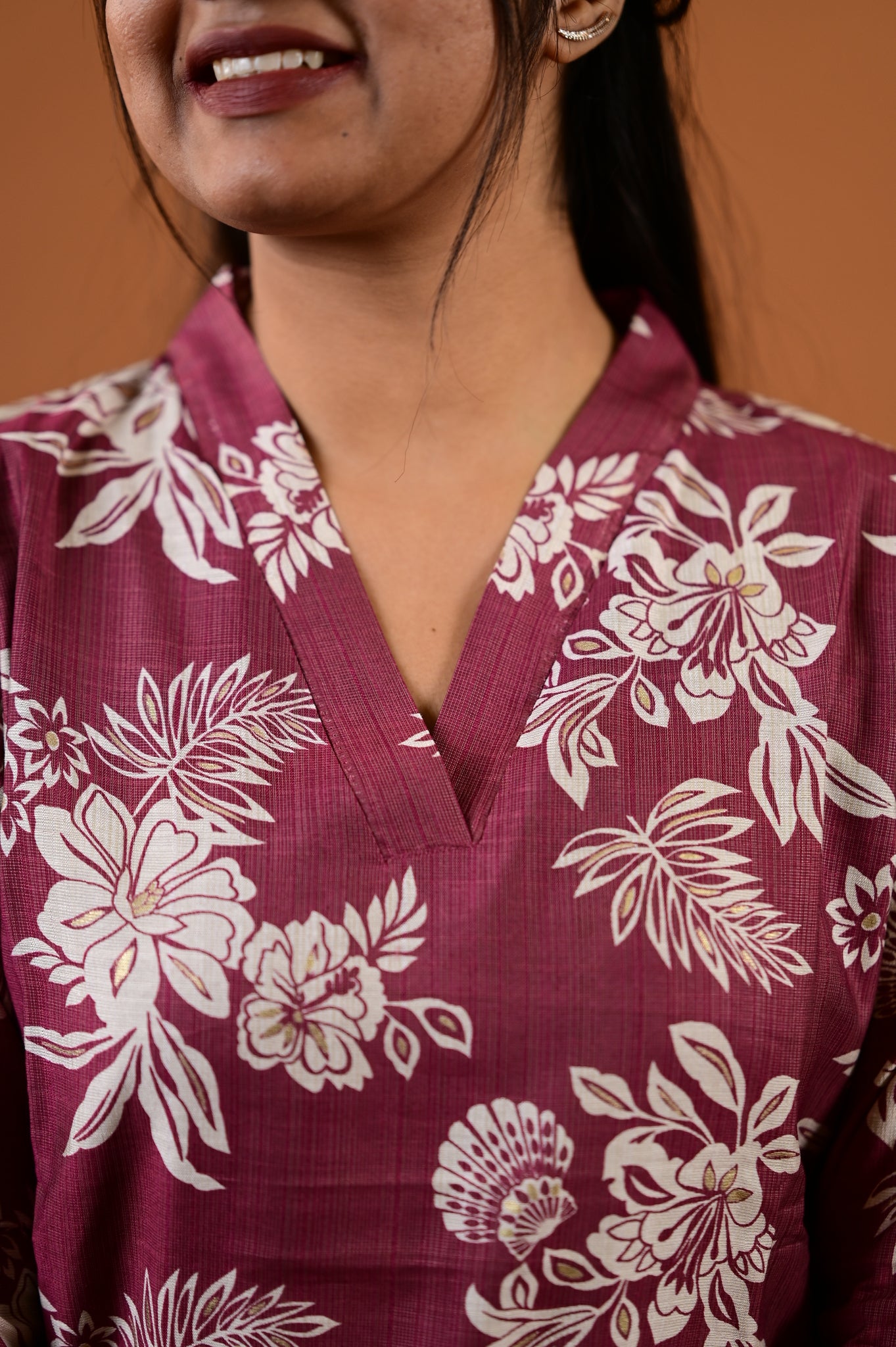 Revathi salwar set in light maroon in vertican fabric