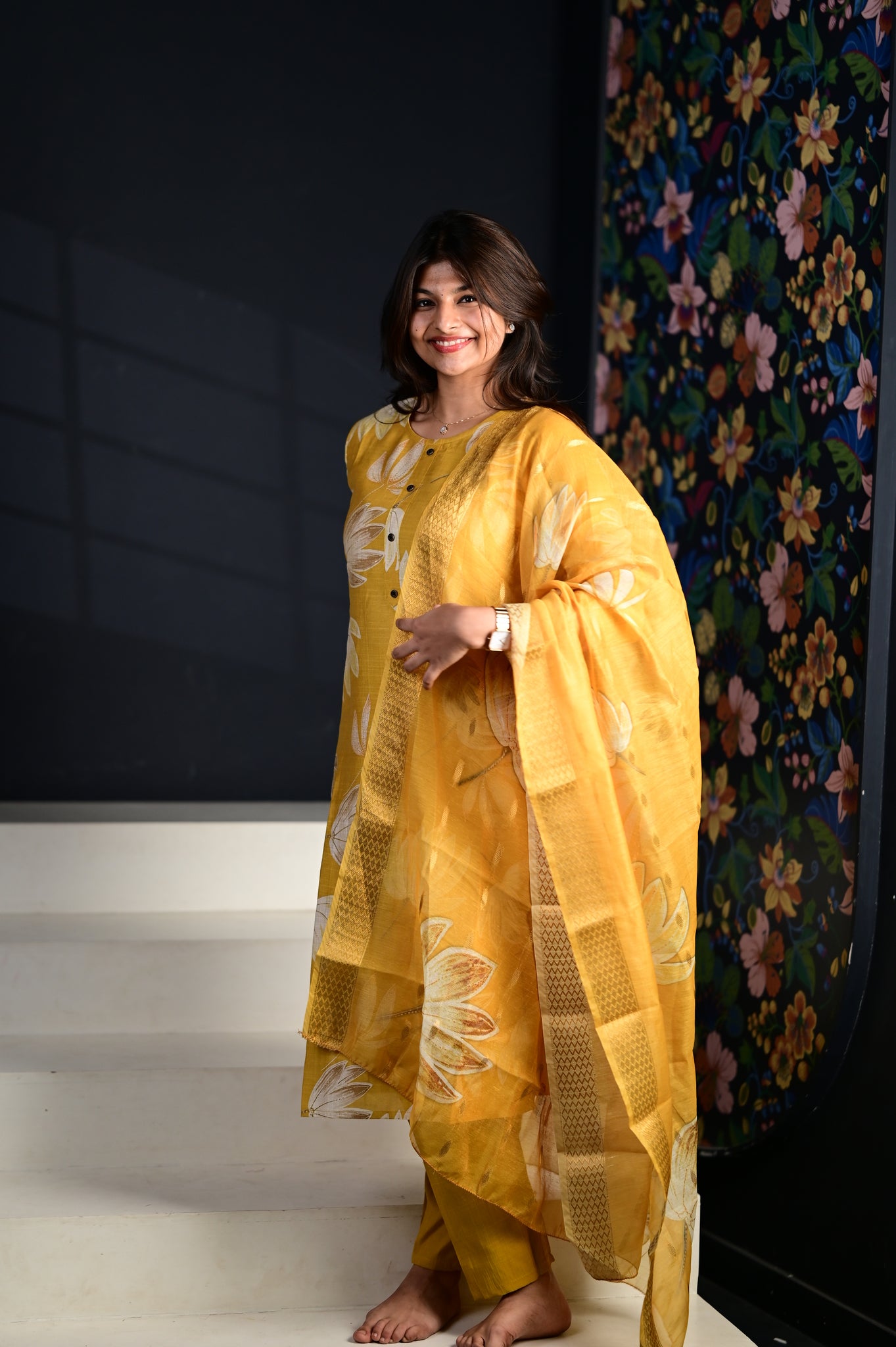 Akshara salwar set in yellow