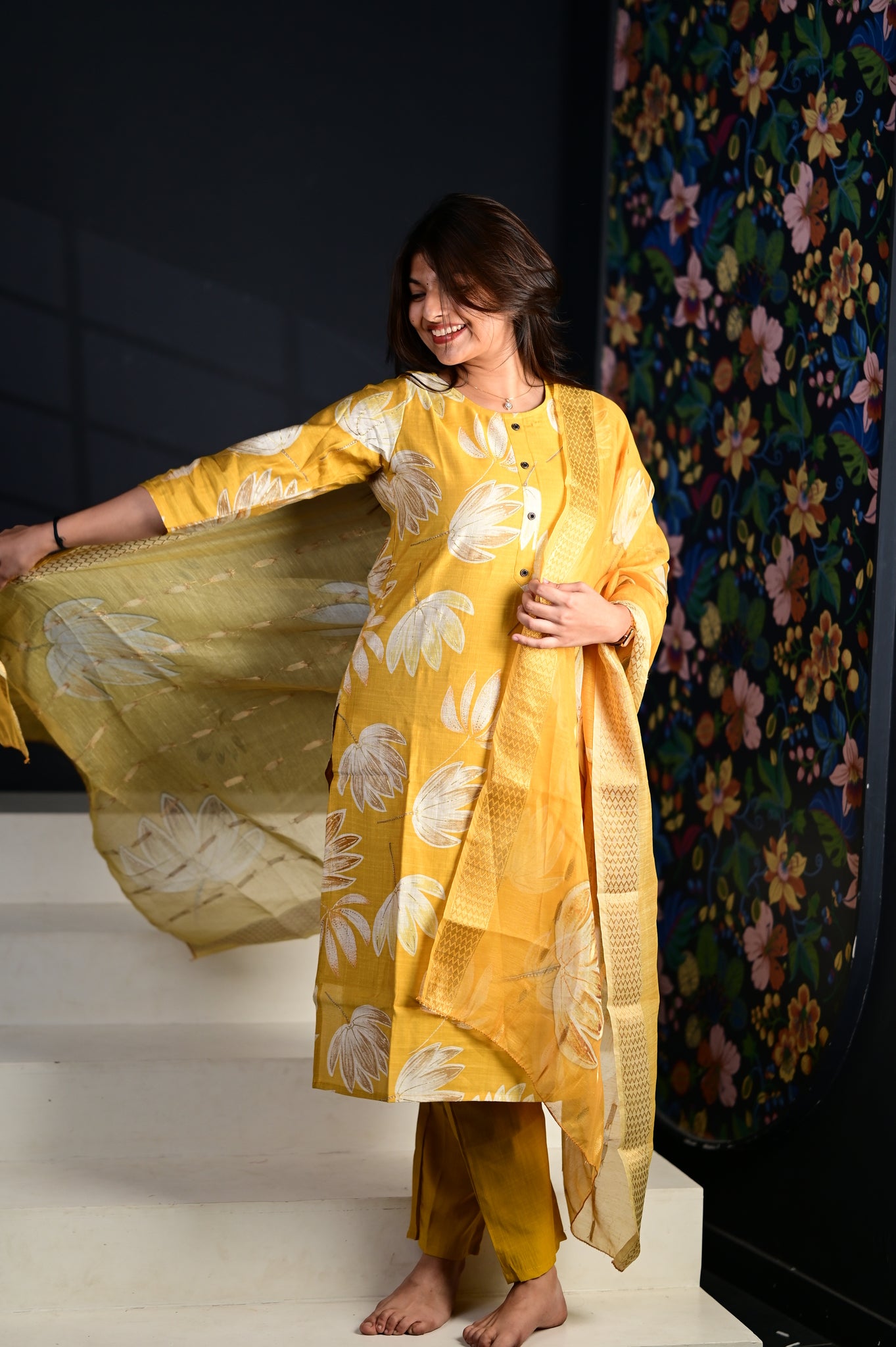 Akshara salwar set in yellow