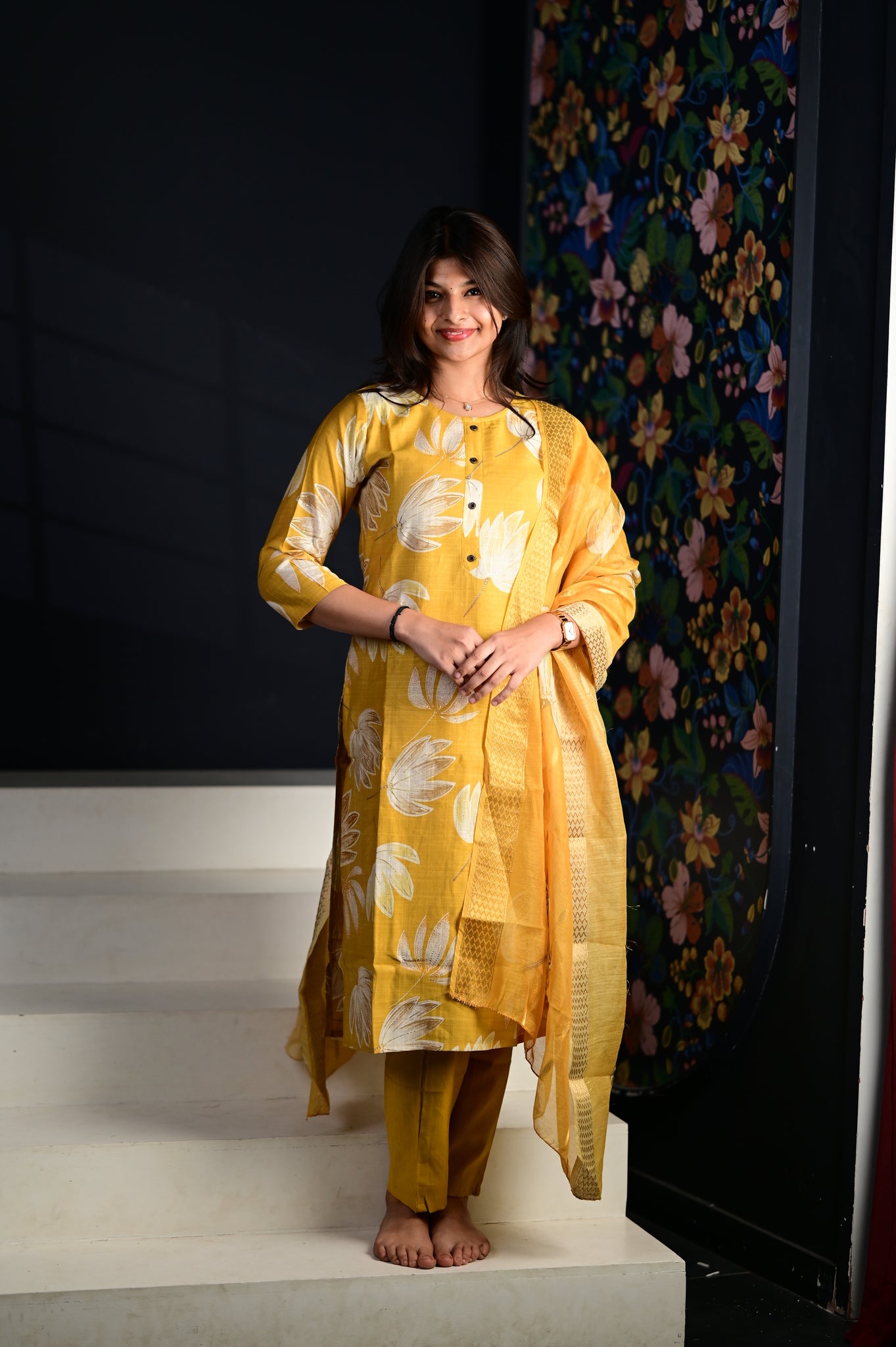 Akshara salwar set in yellow