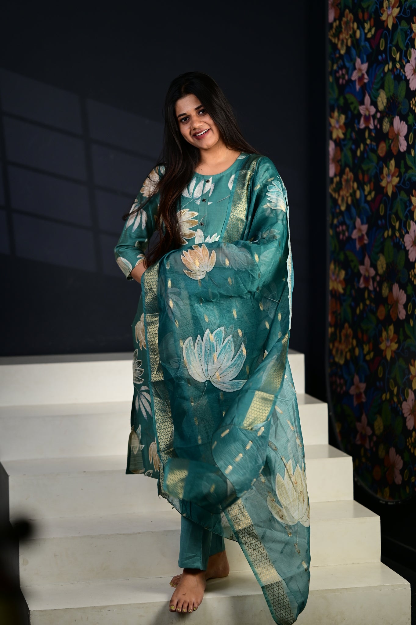 Akshara salwar set in green